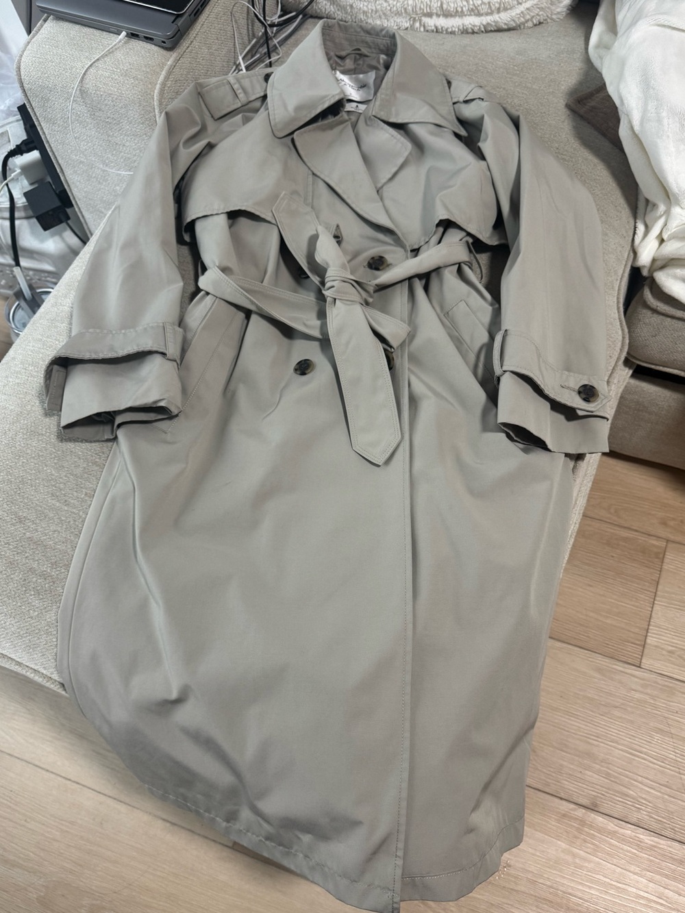 Abercrombie & Fitch long taupe trench coat